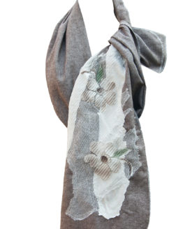 Flowers and Gardens Light Brown and Cream Scarf