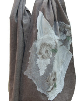 Flowers and Gardens Light Brown and Cream Scarf